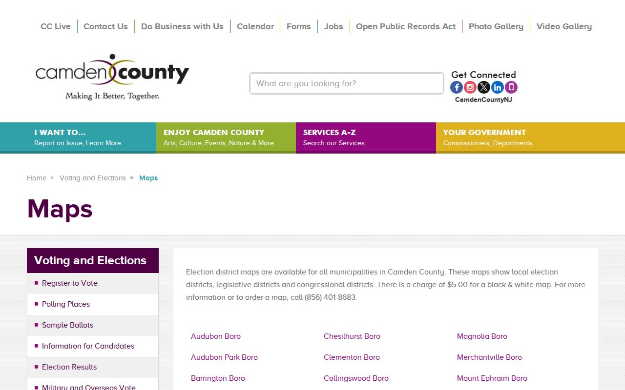 Voorhees neighbors Camden County election maps reference