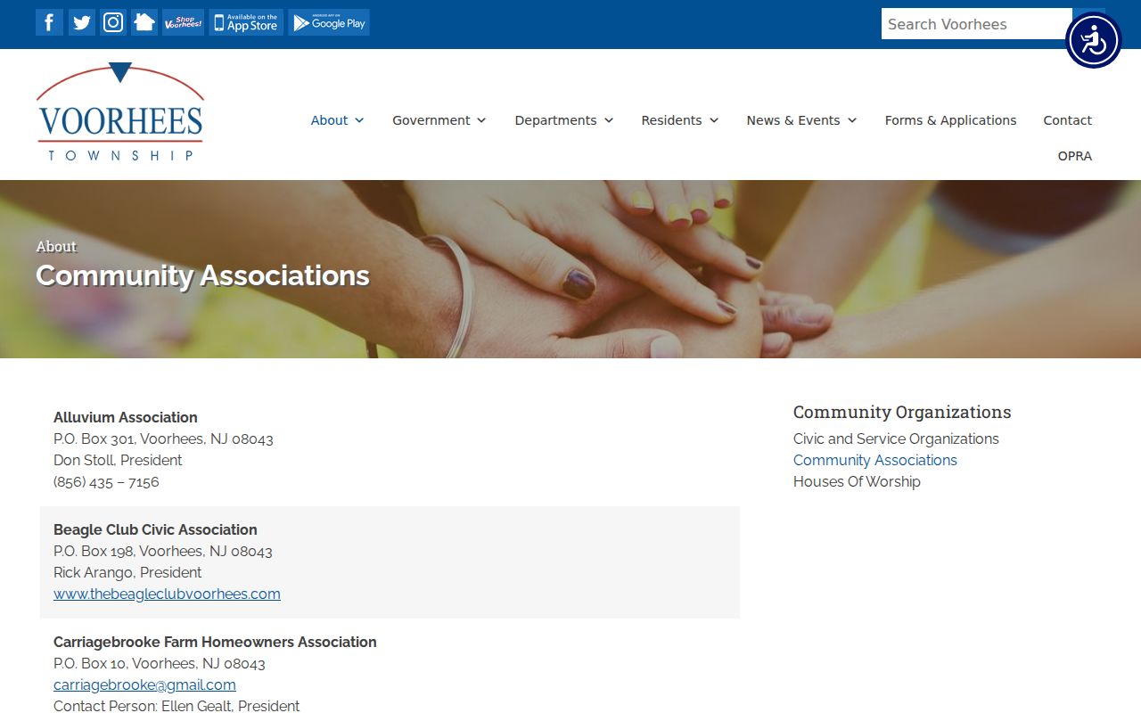 Voorhees neighbors community associations official listing