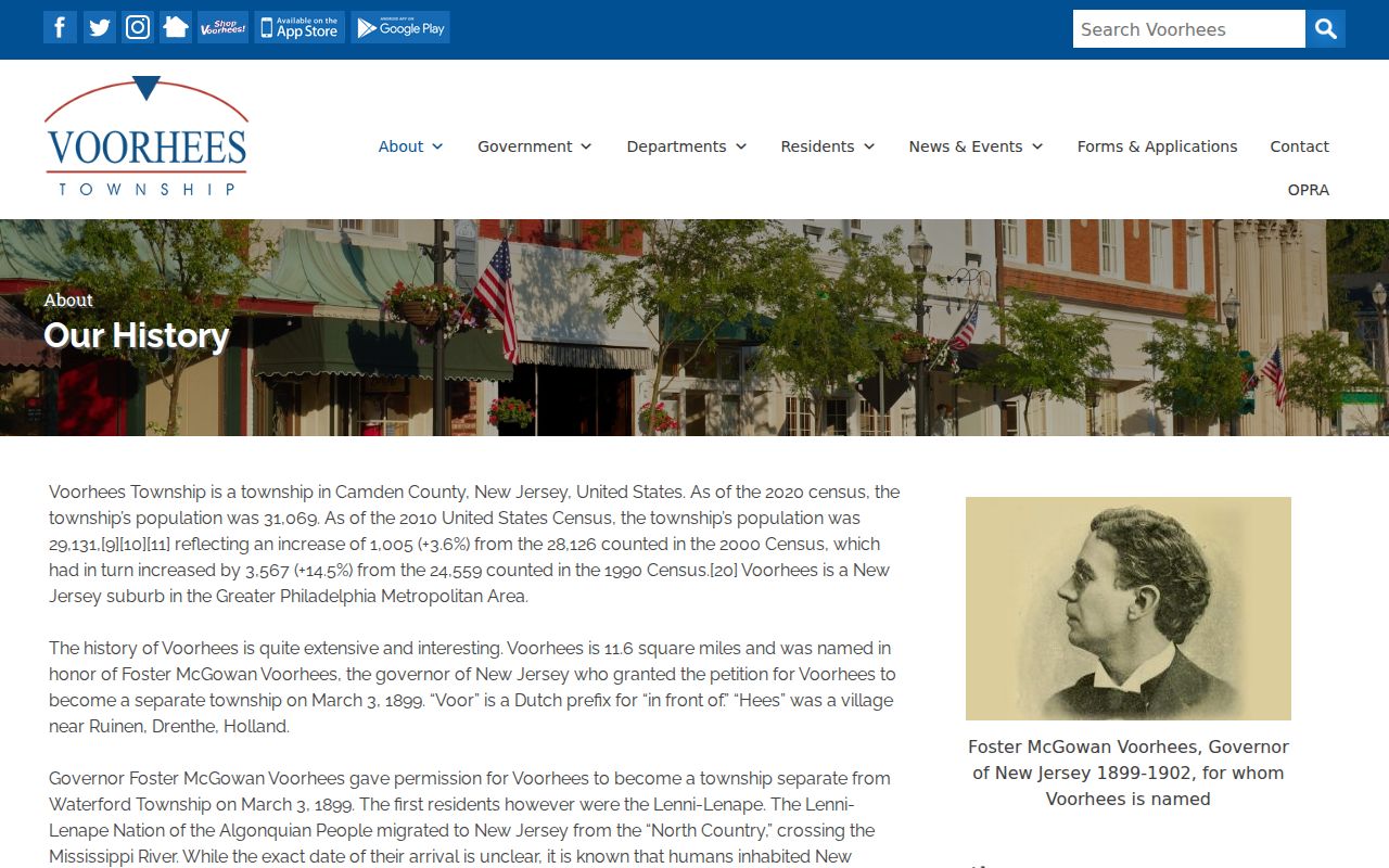Voorhees previous residents township history source