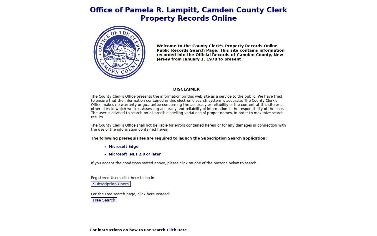 Voorhees street directory Camden recorder property index
