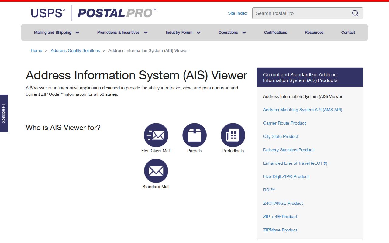 Voorhees ZIP code directory USPS AIS Viewer reference screen