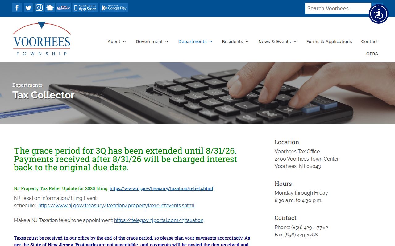 Voorhees ZIP code directory Tax Collector ZIP plus four example